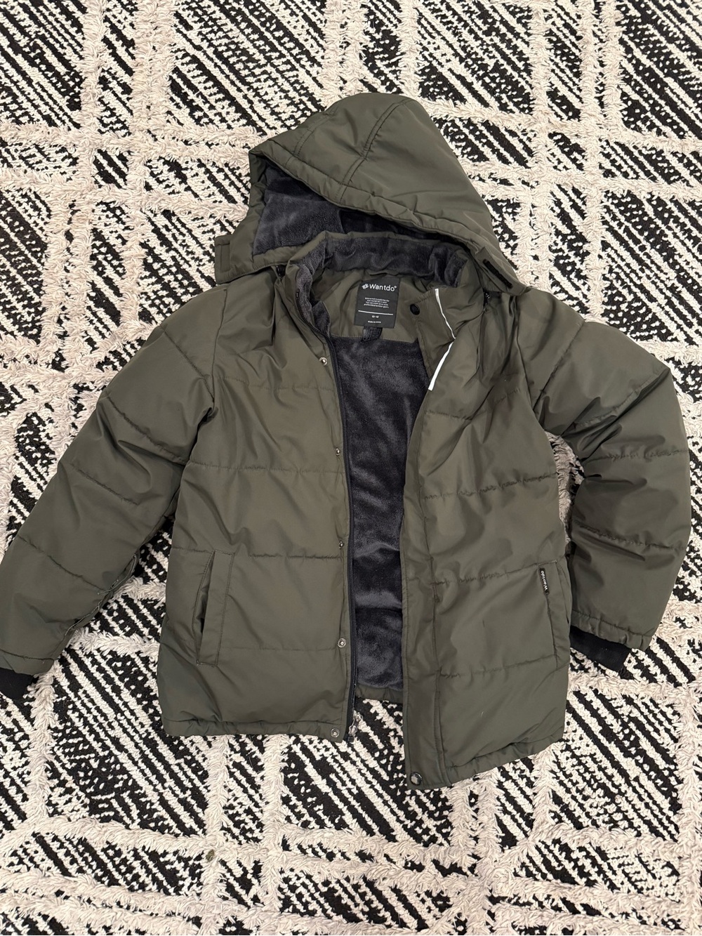 Wanted Olive Green Jacket with Black Plush Lining